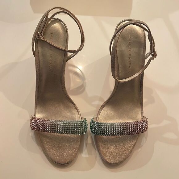 NWT LOEFFLER RANDALL PASTEL & CHAMPAGNE SPARKLE SANDALS - SHAY - Picture 1 of 5